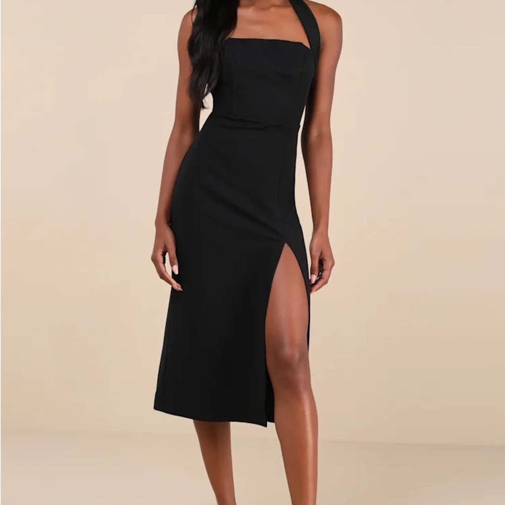 Lulu's Black Midi Dress